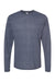 Tultex 242 Mens Poly-Rich Long Sleeve Crewneck T-Shirt Heather Navy Blue Flat Front