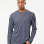 Tultex Mens Poly-Rich Long Sleeve Crewneck T-Shirt - Heather Navy Blue - NEW
