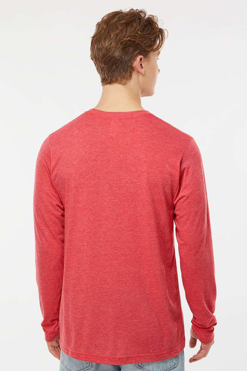Tultex 242 Mens Poly-Rich Long Sleeve Crewneck T-Shirt Heather Red Model Back