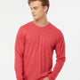 Tultex Mens Poly-Rich Long Sleeve Crewneck T-Shirt - Heather Red - NEW