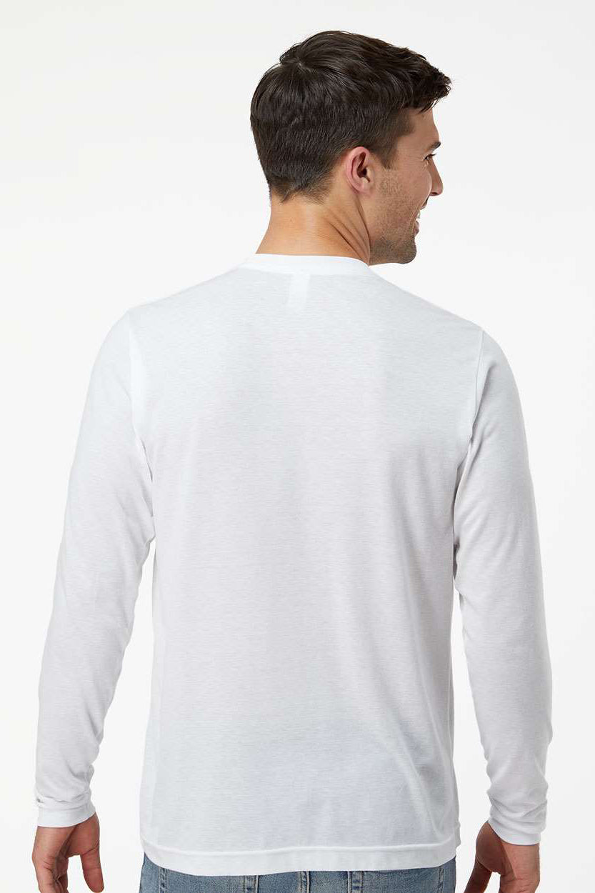 Tultex 242 Mens Poly-Rich Long Sleeve Crewneck T-Shirt White Model Back