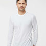 Tultex Mens Poly-Rich Long Sleeve Crewneck T-Shirt - White - NEW