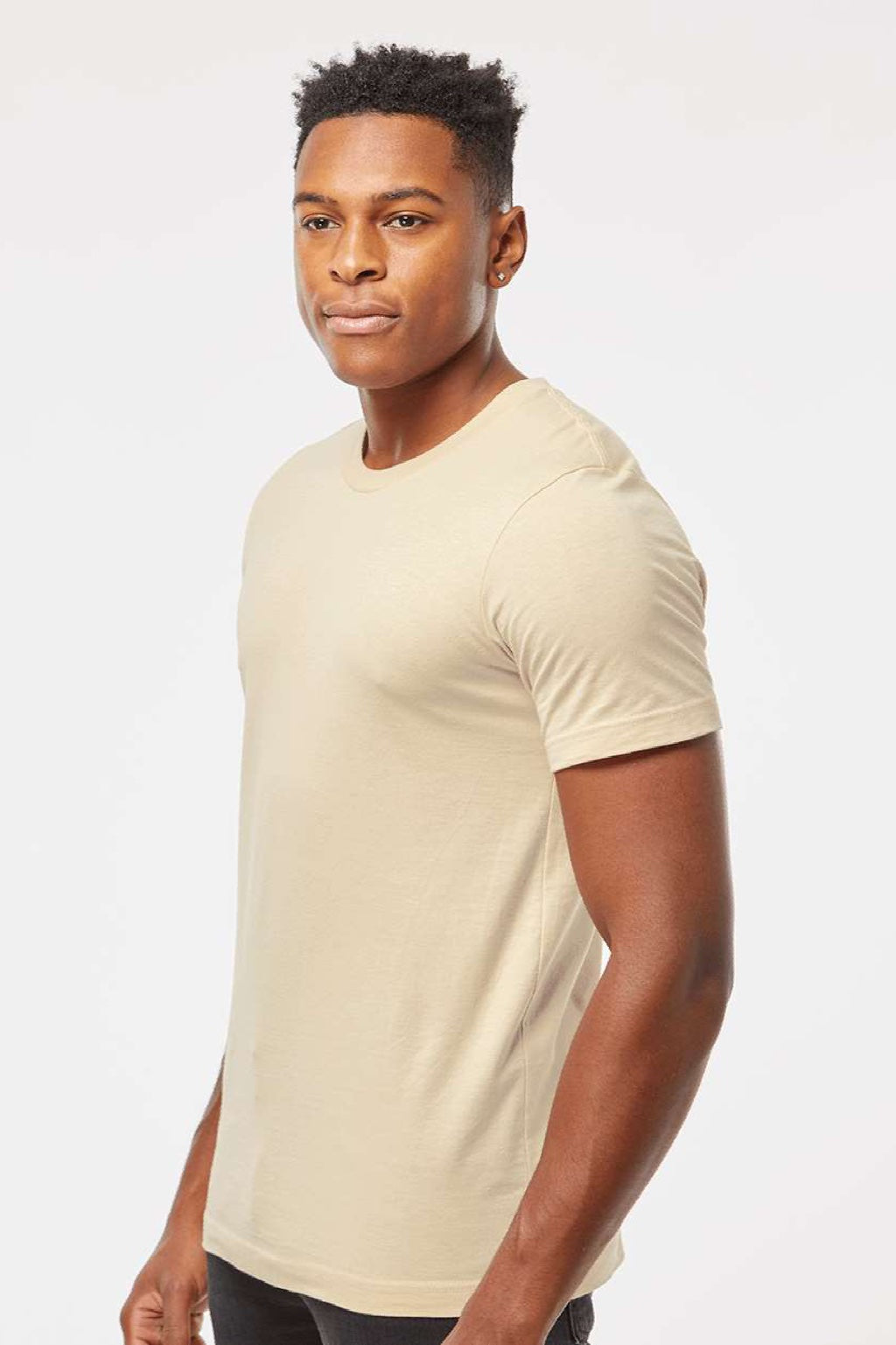 Tultex 502 Mens Premium Short Sleeve Crewneck T-Shirt Buttercream Model Side