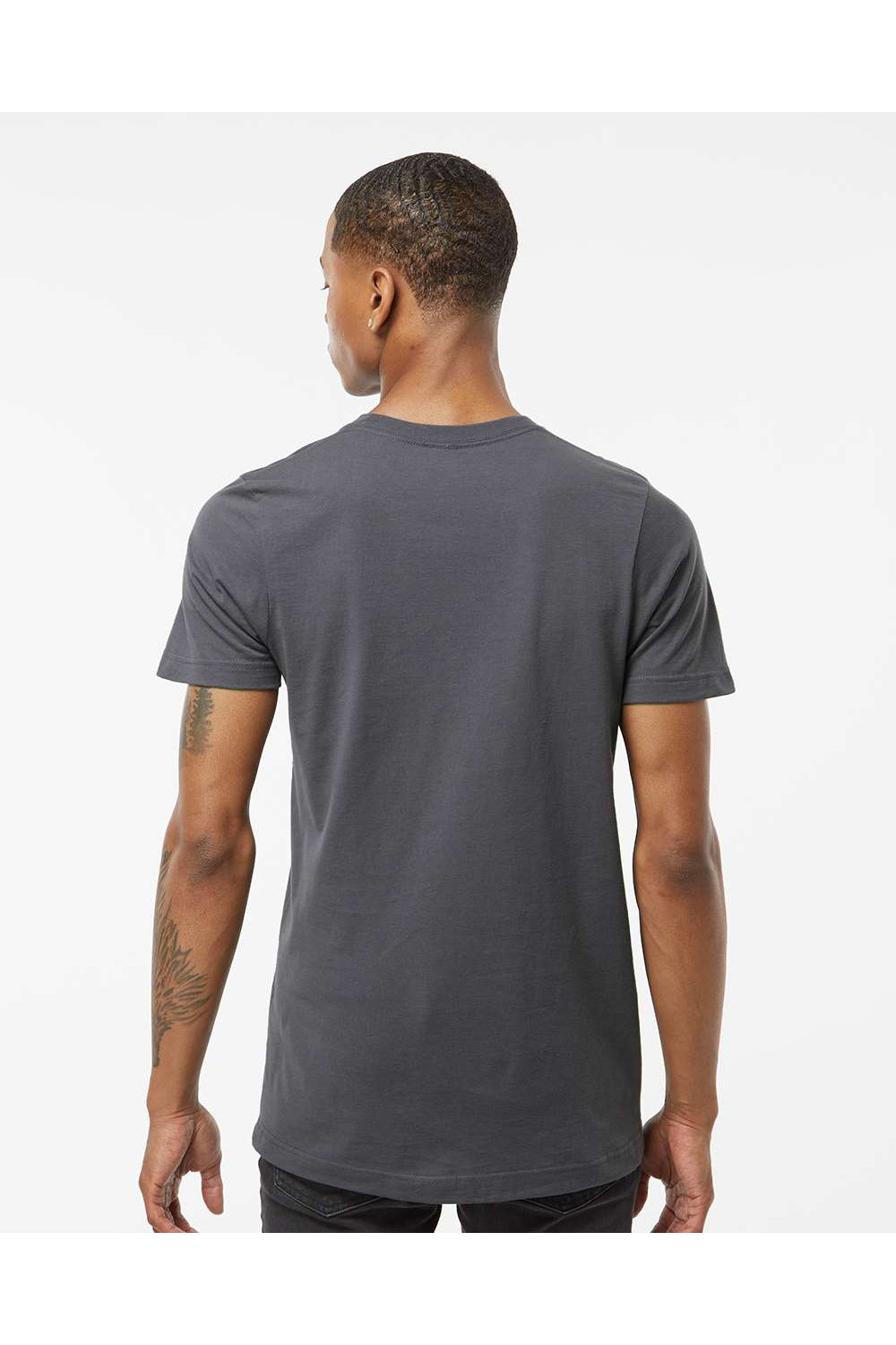 Tultex 502 Mens Premium Short Sleeve Crewneck T-Shirt Charcoal Grey Model Back