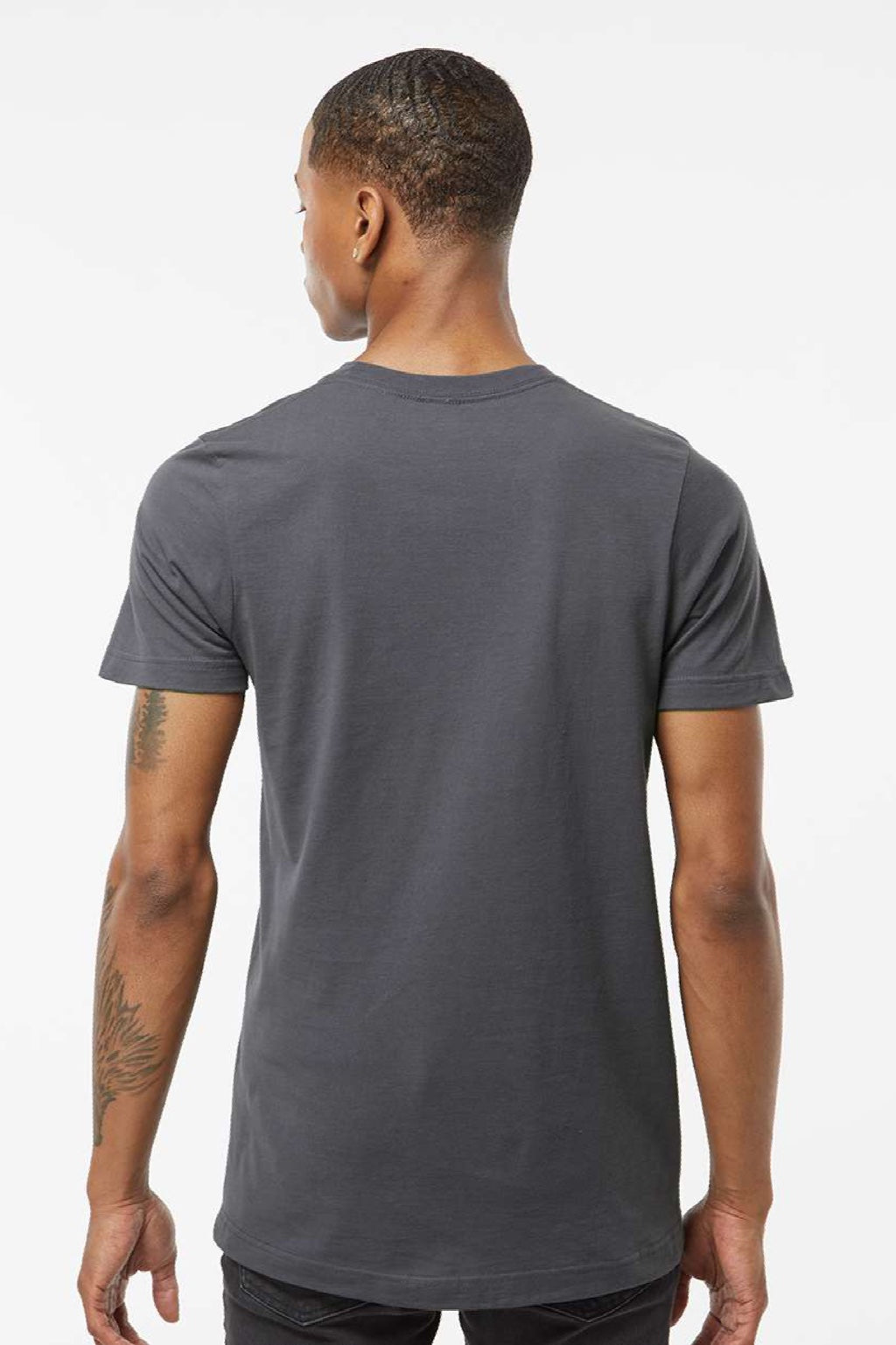 Tultex 502 Mens Premium Short Sleeve Crewneck T-Shirt Charcoal Grey Model Back