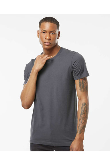 Tultex 502 Mens Premium Short Sleeve Crewneck T-Shirt Charcoal Grey Model Front