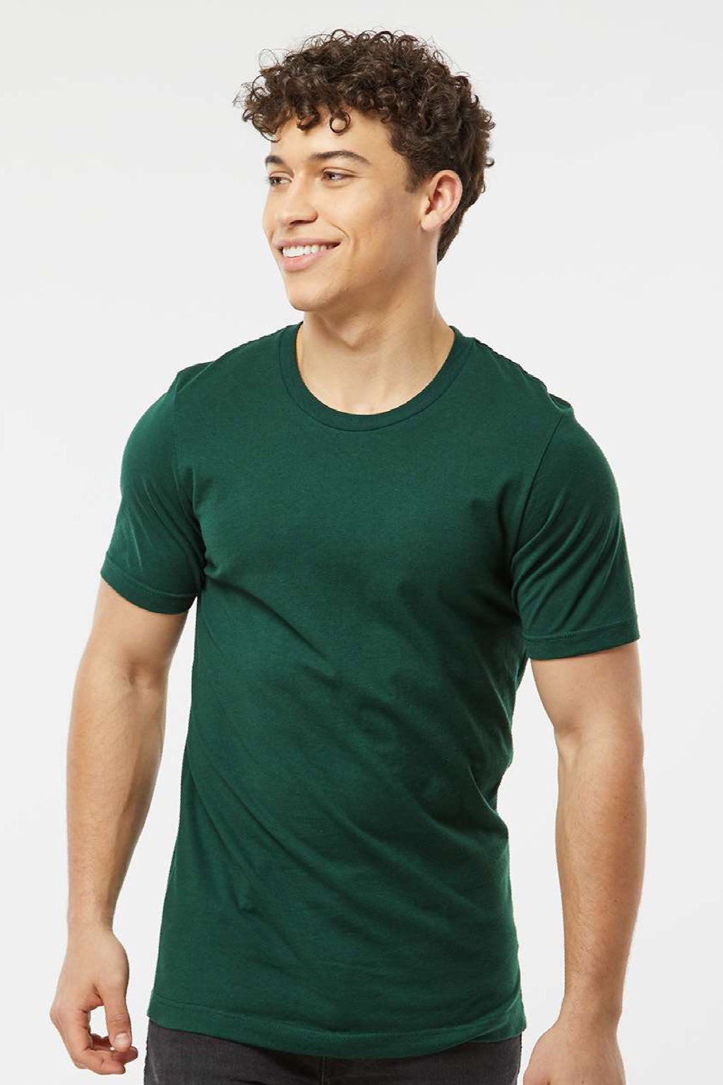Tultex 502 Mens Premium Short Sleeve Crewneck T-Shirt Forest Green Model Front