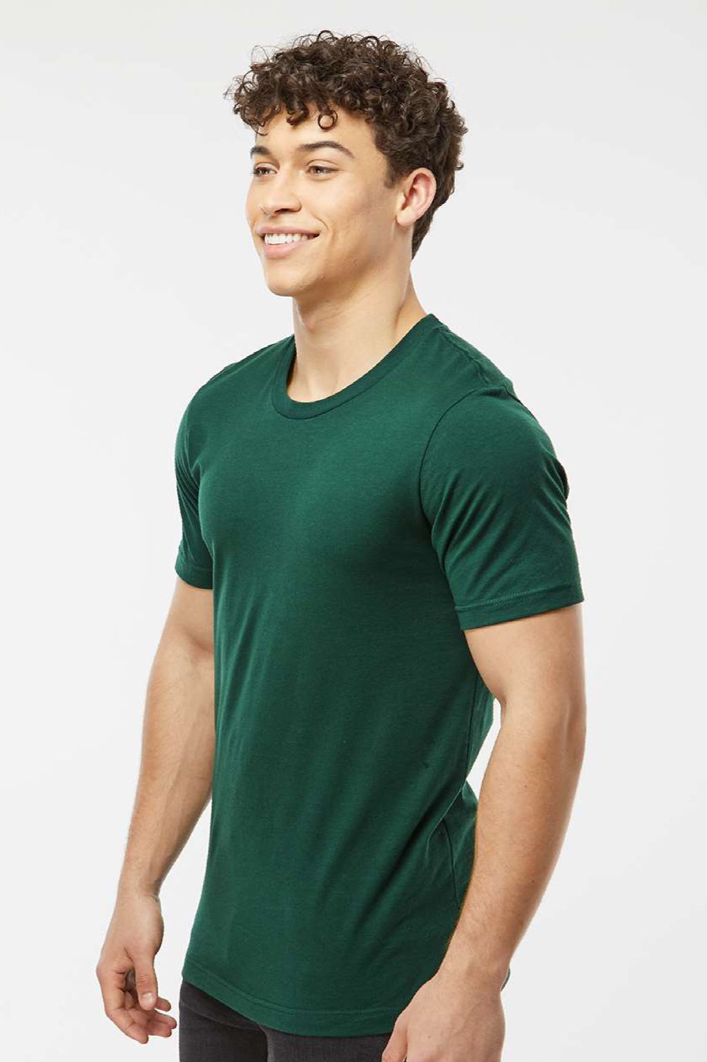 Tultex 502 Mens Premium Short Sleeve Crewneck T-Shirt Forest Green Model Side