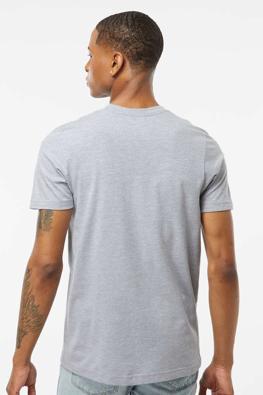 Tultex 502 Mens Premium Short Sleeve Crewneck T-Shirt Heather Grey Model Back