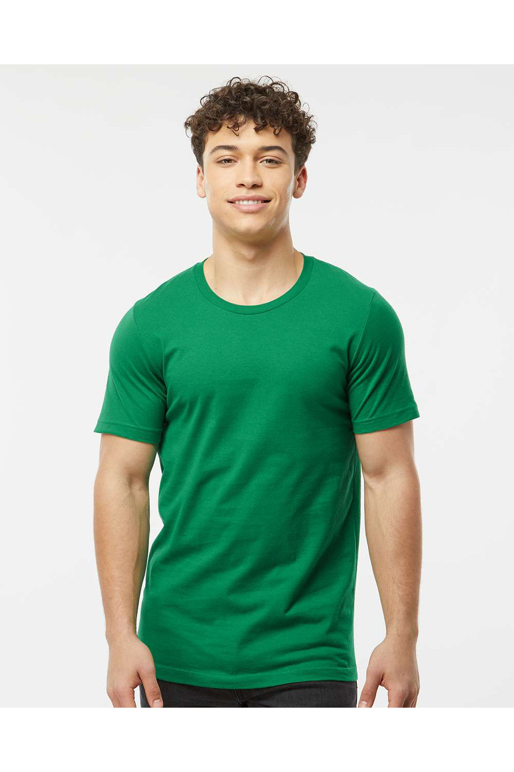Tultex 502 Mens Premium Short Sleeve Crewneck T-Shirt Kelly Green Model Front