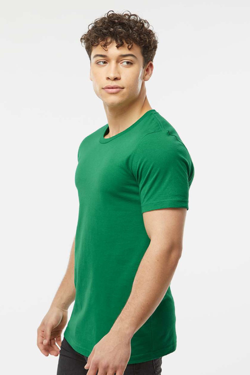 Tultex 502 Mens Premium Short Sleeve Crewneck T-Shirt Kelly Green Model Side