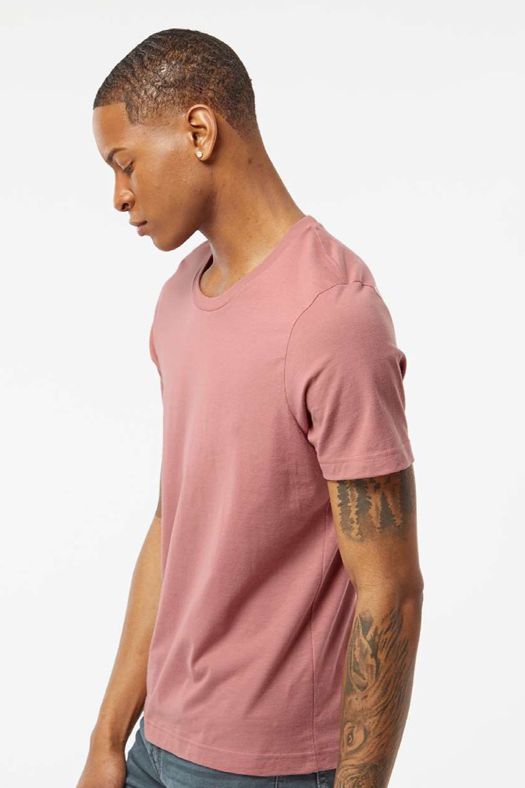 Tultex 502 Mens Premium Short Sleeve Crewneck T-Shirt Mauve Model Side