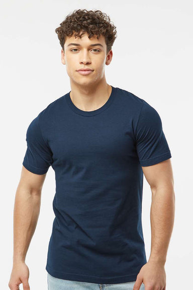 Tultex 502 Mens Premium Short Sleeve Crewneck T-Shirt Navy Blue Model Front