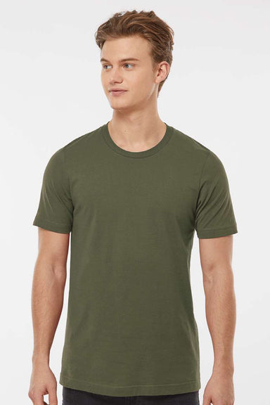 Tultex 502 Mens Premium Short Sleeve Crewneck T-Shirt Olive Green Model Front