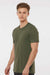 Tultex 502 Mens Premium Short Sleeve Crewneck T-Shirt Olive Green Model Side
