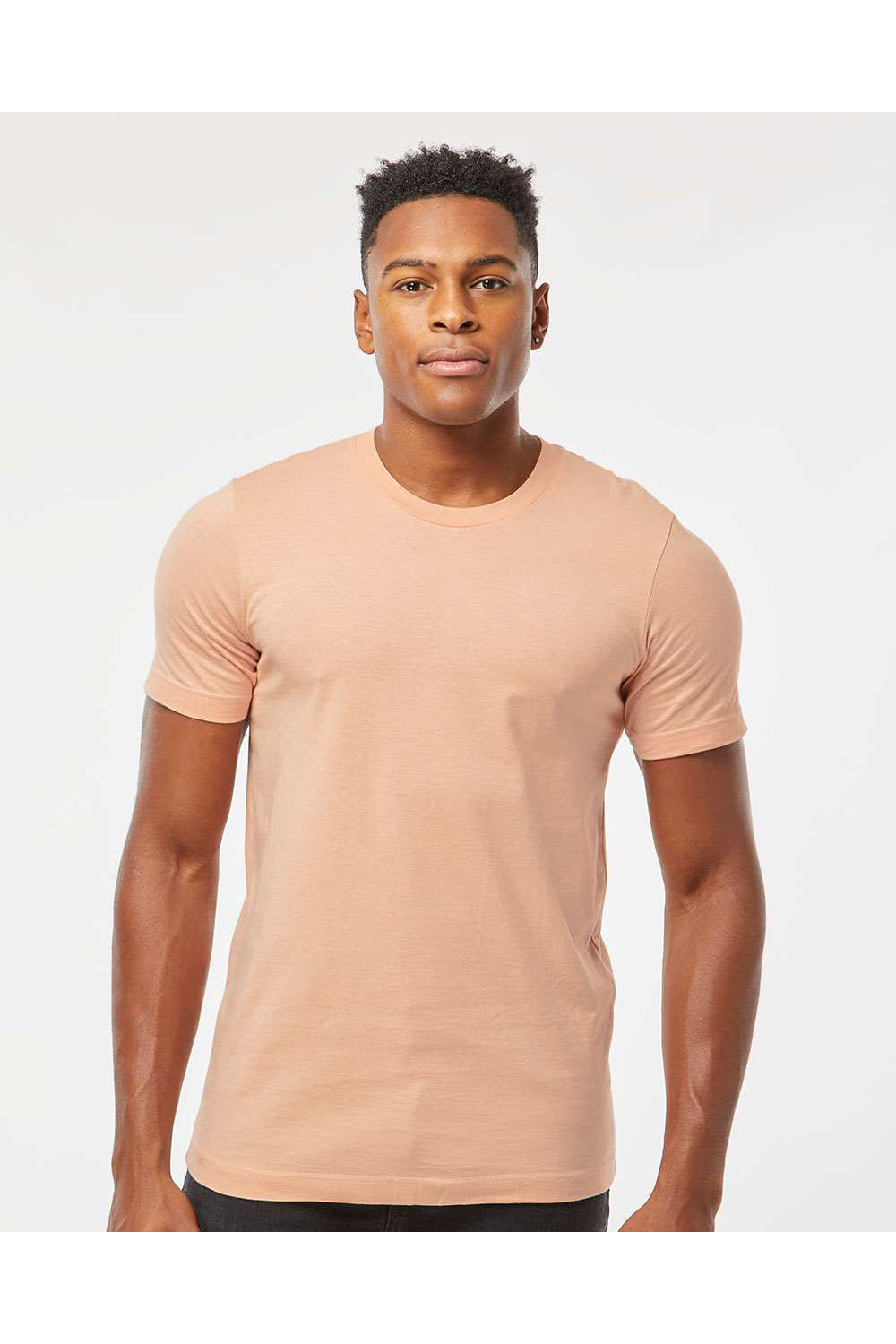 Tultex 502 Mens Premium Short Sleeve Crewneck T-Shirt Peach Model Front