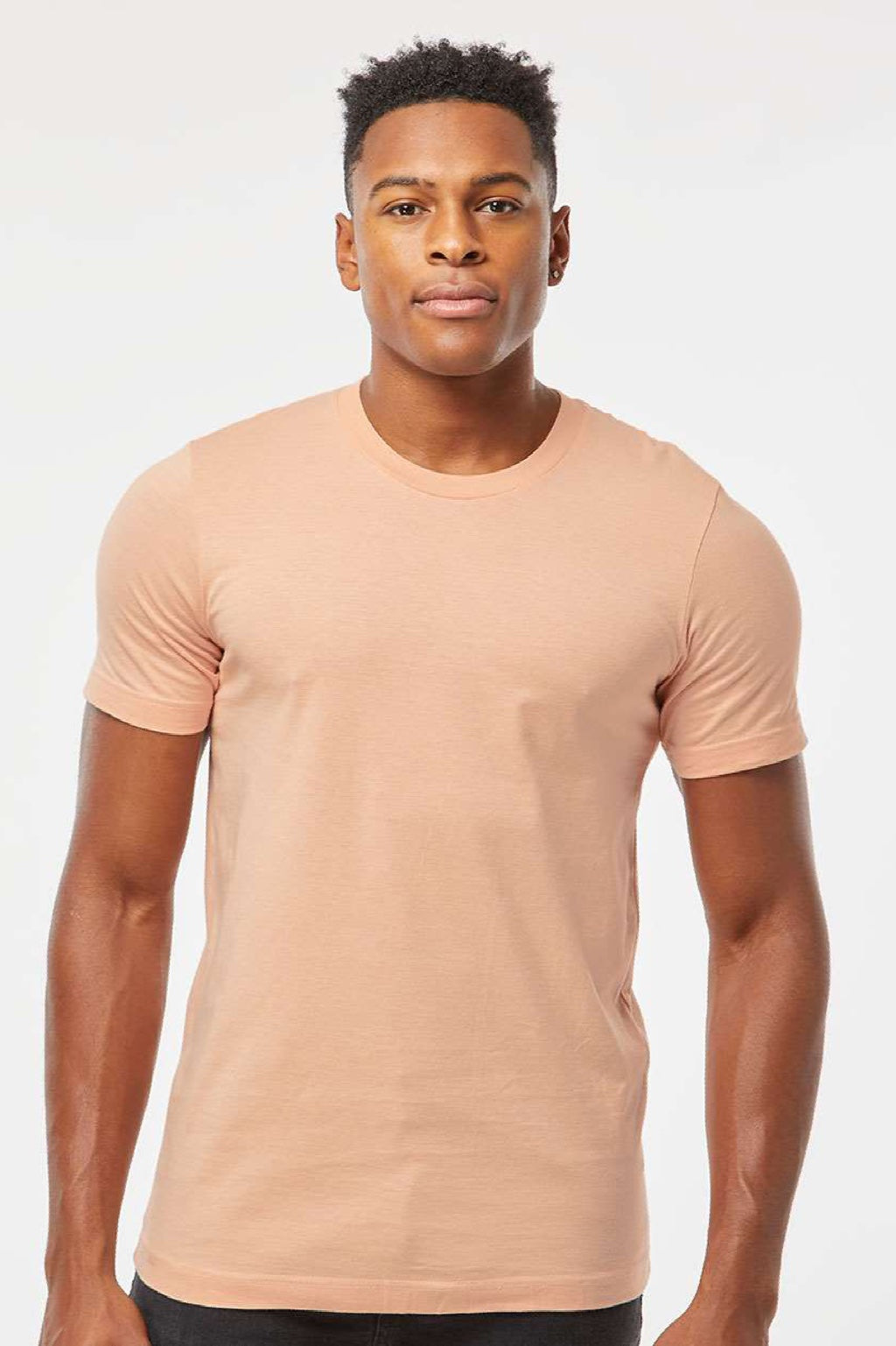 Tultex 502 Mens Premium Short Sleeve Crewneck T-Shirt Peach Model Front
