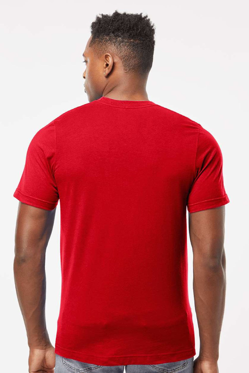 Tultex 502 Mens Premium Short Sleeve Crewneck T-Shirt Red Model Back