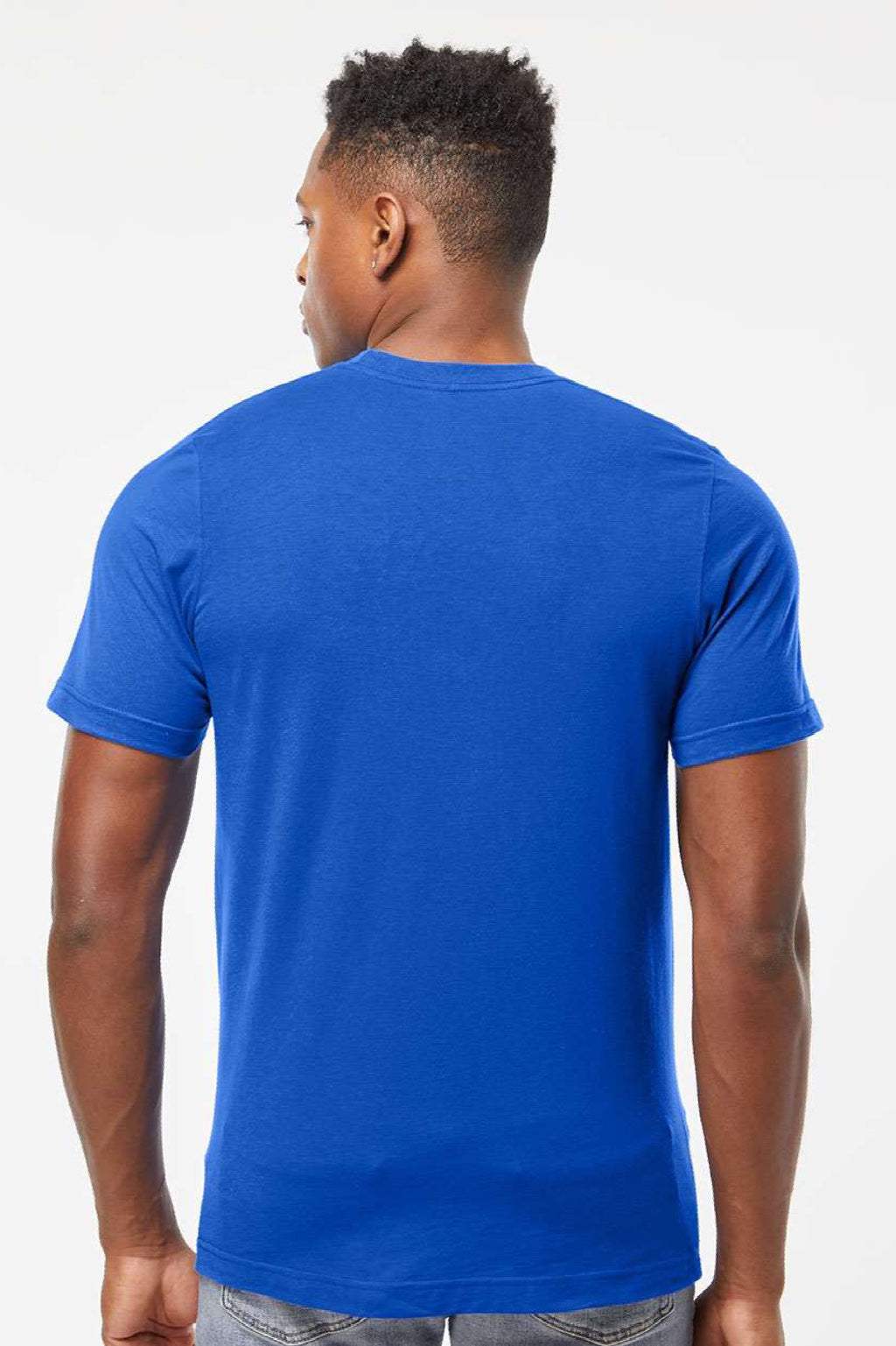 Tultex 502 Mens Premium Short Sleeve Crewneck T-Shirt Royal Blue Model Back