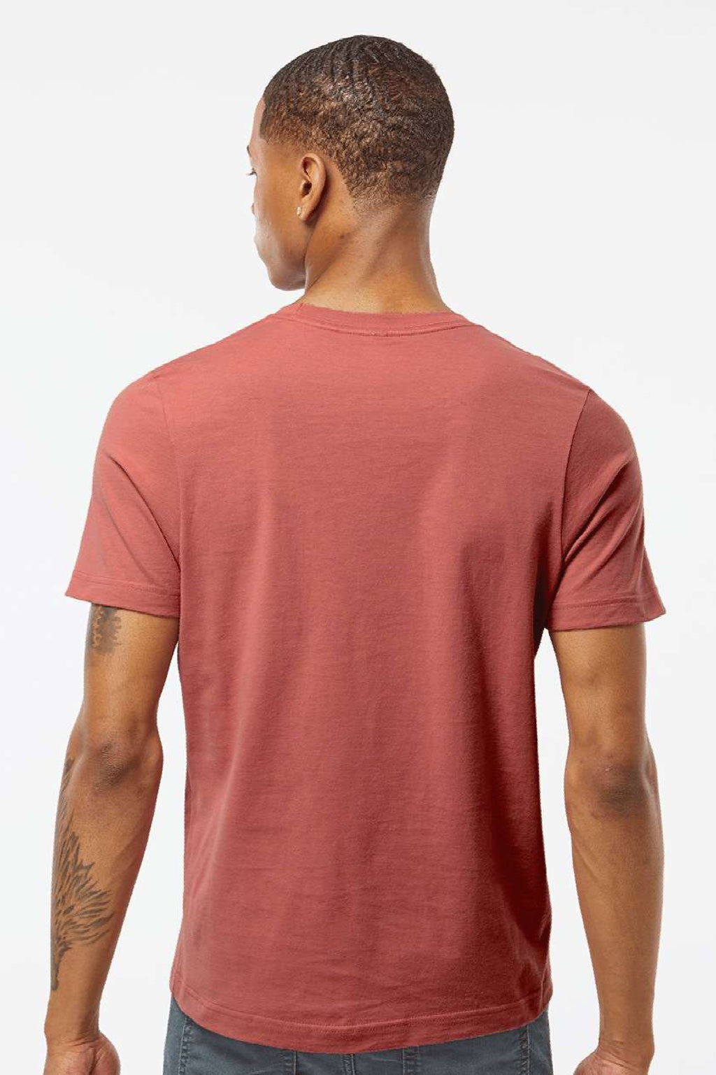 Tultex 502 Mens Premium Short Sleeve Crewneck T-Shirt Terracotta Red Model Back