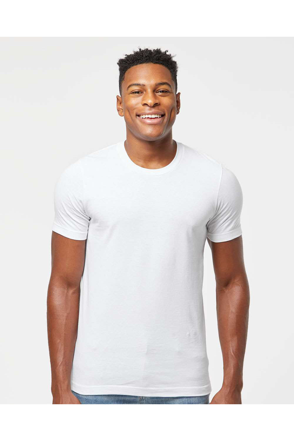 Tultex 502 Mens Premium Short Sleeve Crewneck T-Shirt White Model Front