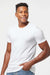 Tultex 502 Mens Premium Short Sleeve Crewneck T-Shirt White Model Side