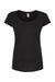 Tultex 243 Womens Poly-Rich Short Sleeve Scoop Neck T-Shirt Black Flat Front