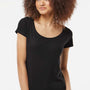 Tultex Womens Poly-Rich Short Sleeve Scoop Neck T-Shirt - Black - Closeout