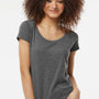 Tultex Womens Poly-Rich Short Sleeve Scoop Neck T-Shirt - Heather Charcoal Grey - Closeout