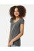 Tultex 243 Womens Poly-Rich Short Sleeve Scoop Neck T-Shirt Heather Charcoal Grey Model Side