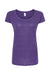 Tultex 243 Womens Poly-Rich Short Sleeve Scoop Neck T-Shirt Heather Purple Flat Front