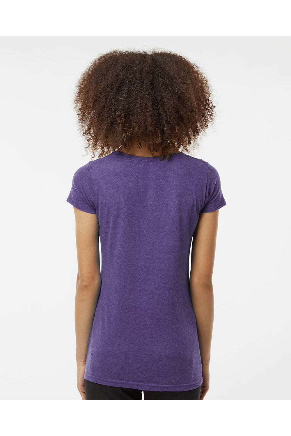 Tultex 243 Womens Poly-Rich Short Sleeve Scoop Neck T-Shirt Heather Purple Model Back