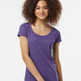 Tultex Womens Poly-Rich Short Sleeve Scoop Neck T-Shirt - Heather Purple - NEW