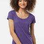 Tultex Womens Poly-Rich Short Sleeve Scoop Neck T-Shirt - Heather Purple - Closeout