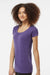 Tultex 243 Womens Poly-Rich Short Sleeve Scoop Neck T-Shirt Heather Purple Model Side