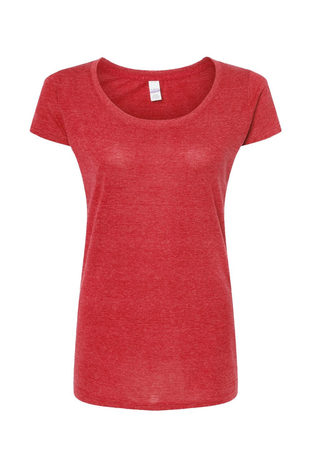 Tultex 243 Womens Poly-Rich Short Sleeve Scoop Neck T-Shirt Heather Red Flat Front