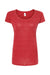 Tultex 243 Womens Poly-Rich Short Sleeve Scoop Neck T-Shirt Heather Red Flat Front