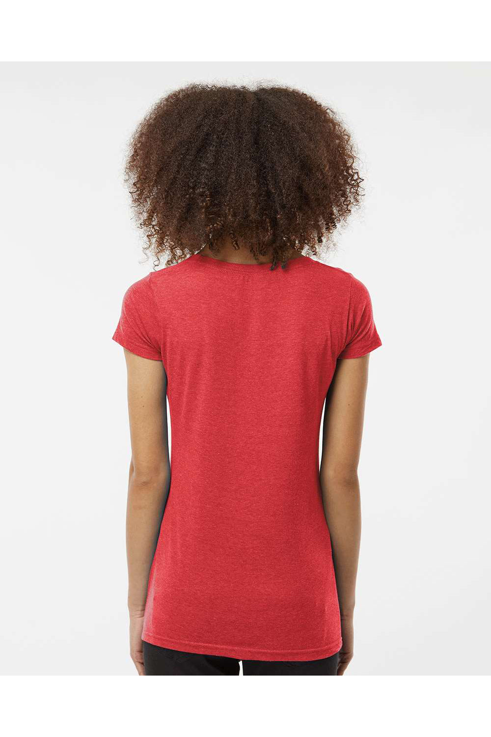 Tultex 243 Womens Poly-Rich Short Sleeve Scoop Neck T-Shirt Heather Red Model Back