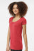 Tultex 243 Womens Poly-Rich Short Sleeve Scoop Neck T-Shirt Heather Red Model Side