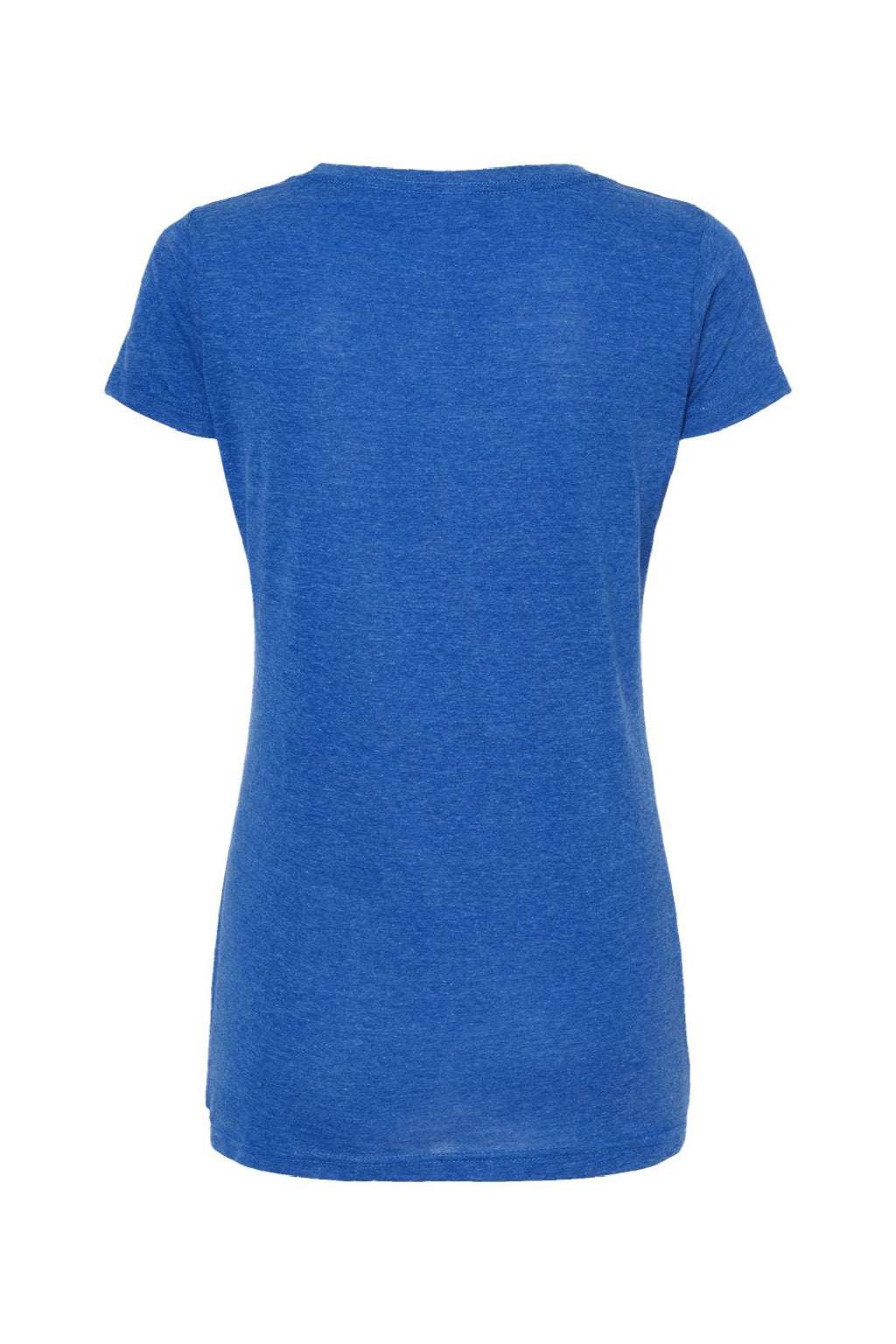 Tultex 243 Womens Poly-Rich Short Sleeve Scoop Neck T-Shirt Heather Royal Blue Flat Back