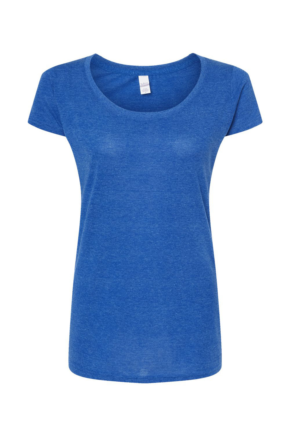 Tultex 243 Womens Poly-Rich Short Sleeve Scoop Neck T-Shirt Heather Royal Blue Flat Front