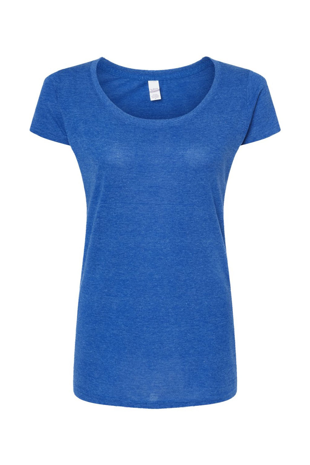 Tultex 243 Womens Poly-Rich Short Sleeve Scoop Neck T-Shirt Heather Royal Blue Flat Front
