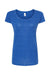 Tultex 243 Womens Poly-Rich Short Sleeve Scoop Neck T-Shirt Heather Royal Blue Flat Front