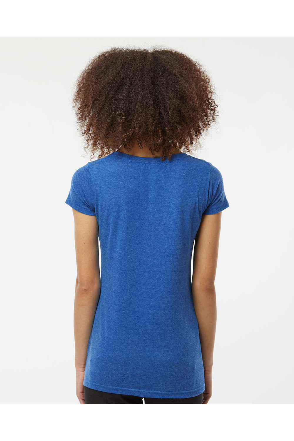 Tultex 243 Womens Poly-Rich Short Sleeve Scoop Neck T-Shirt Heather Royal Blue Model Back