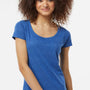 Tultex Womens Poly-Rich Short Sleeve Scoop Neck T-Shirt - Heather Royal Blue - Closeout