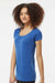 Tultex 243 Womens Poly-Rich Short Sleeve Scoop Neck T-Shirt Heather Royal Blue Model Side