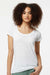 Tultex 243 Womens Poly-Rich Short Sleeve Scoop Neck T-Shirt White Model Front