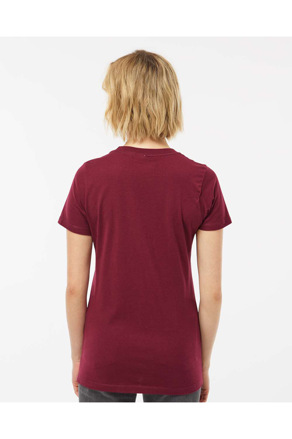 Tultex 516 Womens Premium Short Sleeve Crewneck T-Shirt Burgundy Model Back