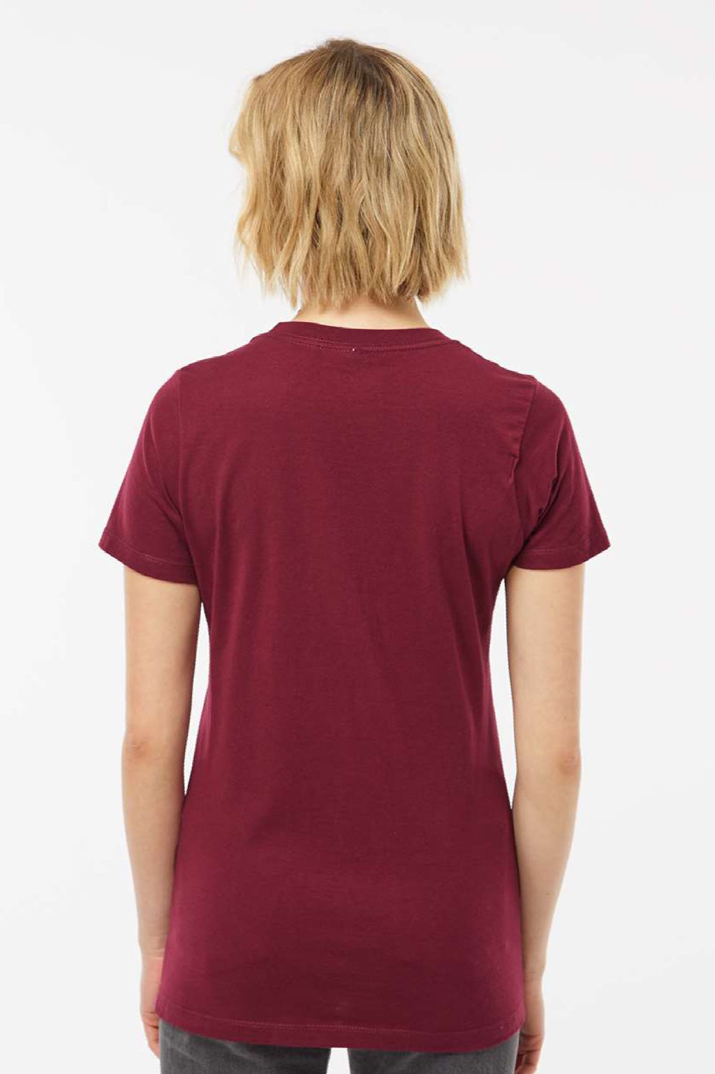 Tultex 516 Womens Premium Short Sleeve Crewneck T-Shirt Burgundy Model Back