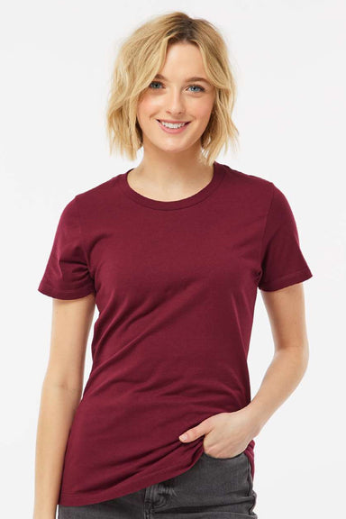 Tultex 516 Womens Premium Short Sleeve Crewneck T-Shirt Burgundy Model Front